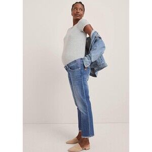 Hatch Boyfriend Blue Jeans Under Belly Indigo Size 26 Straight Leg Distressed